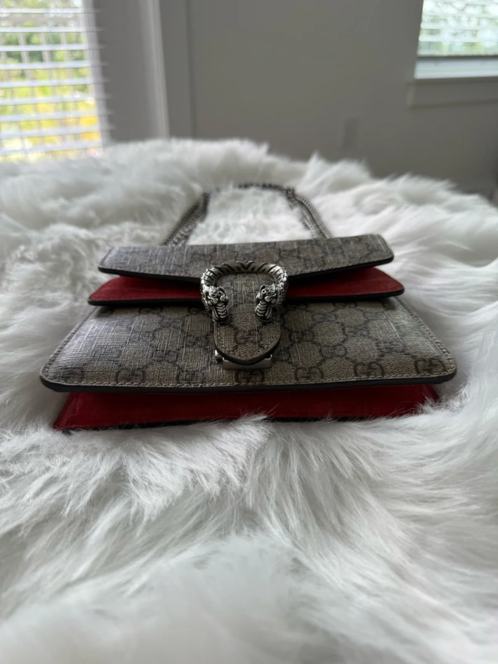 Gucci: GG Canvas and Red Suede Mini Dionysus Shoulder Bag AUTHENTIC - Picture 3 of 16